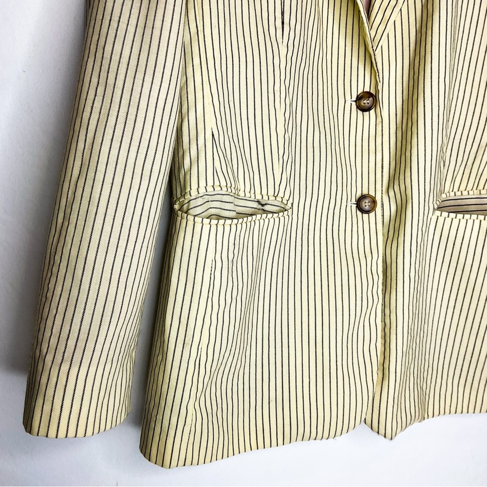 United Colors of Benetton Wool Blazer 42 Cream Stripe 90s - Picture 7 of 12